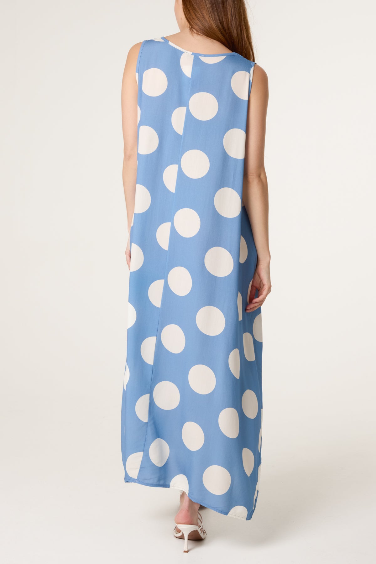 Sleeveless Polka Dot Midi Dress