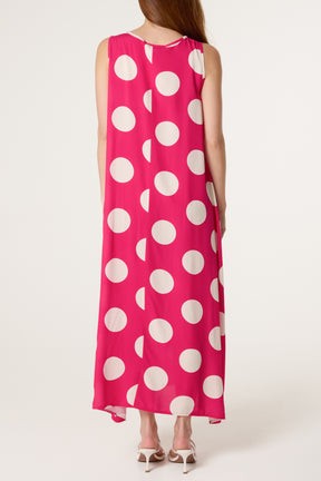 Sleeveless Polka Dot Midi Dress
