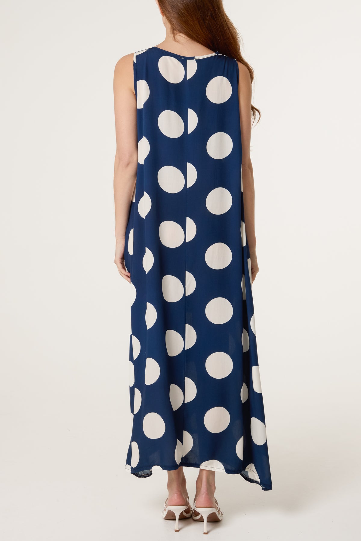Sleeveless Polka Dot Midi Dress