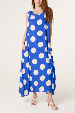 Sleeveless Polka Dot Midi Dress