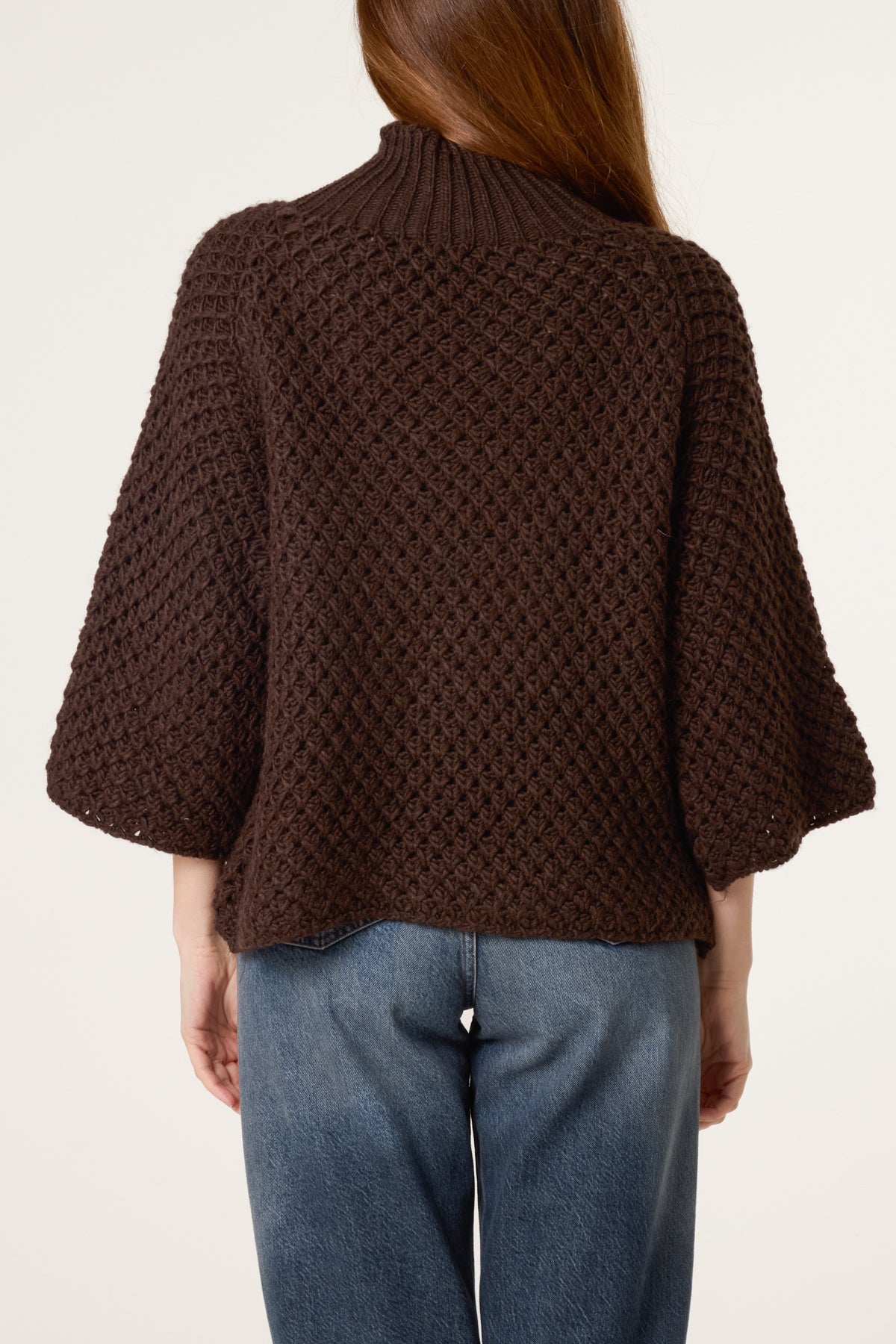 High Neck Crochet Chunky Knit Jumper