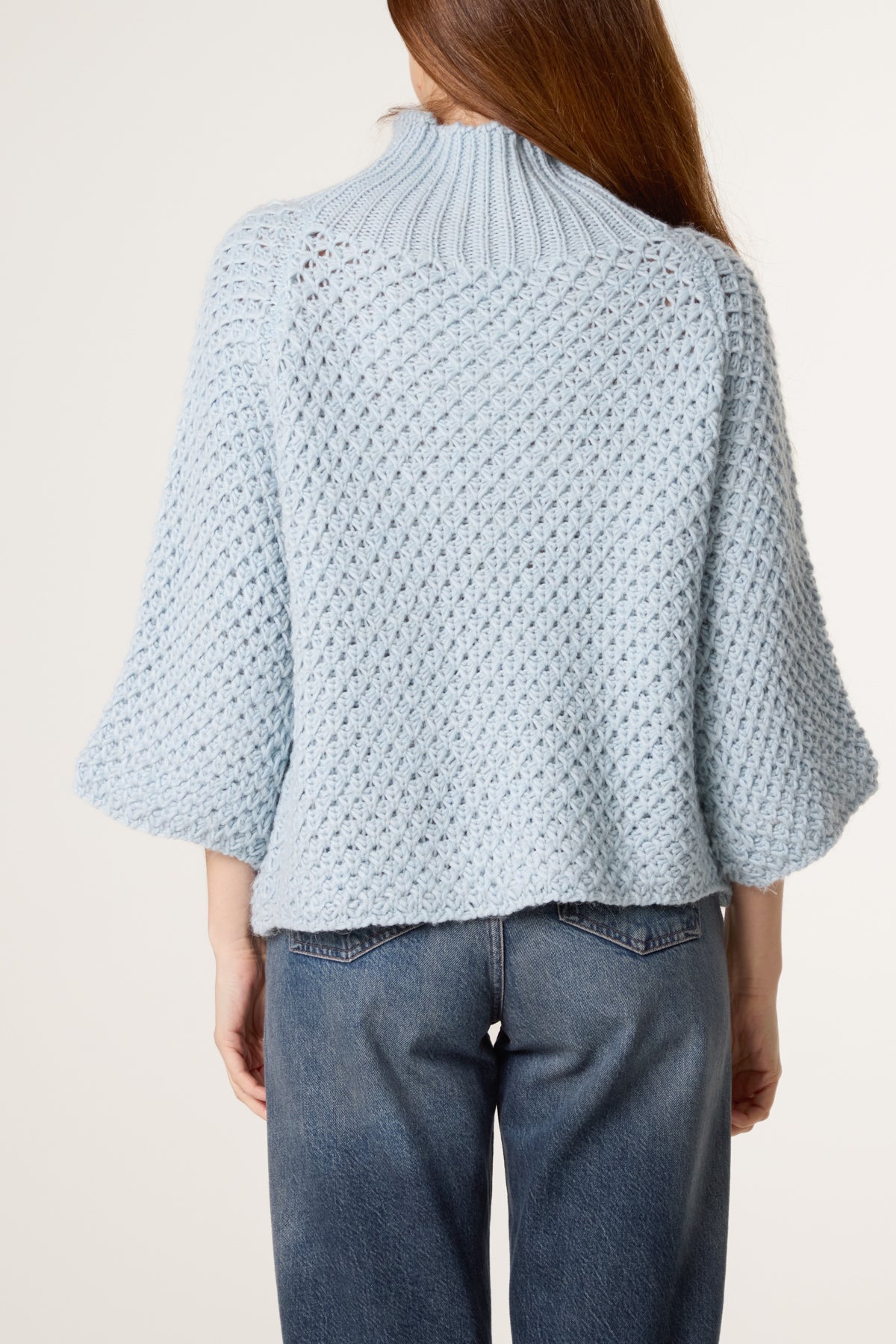 High Neck Crochet Chunky Knit Jumper