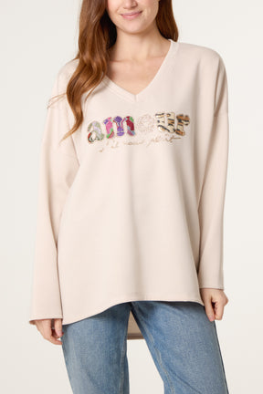 V-Neck "Amour" Soft Touch Sweatshirt