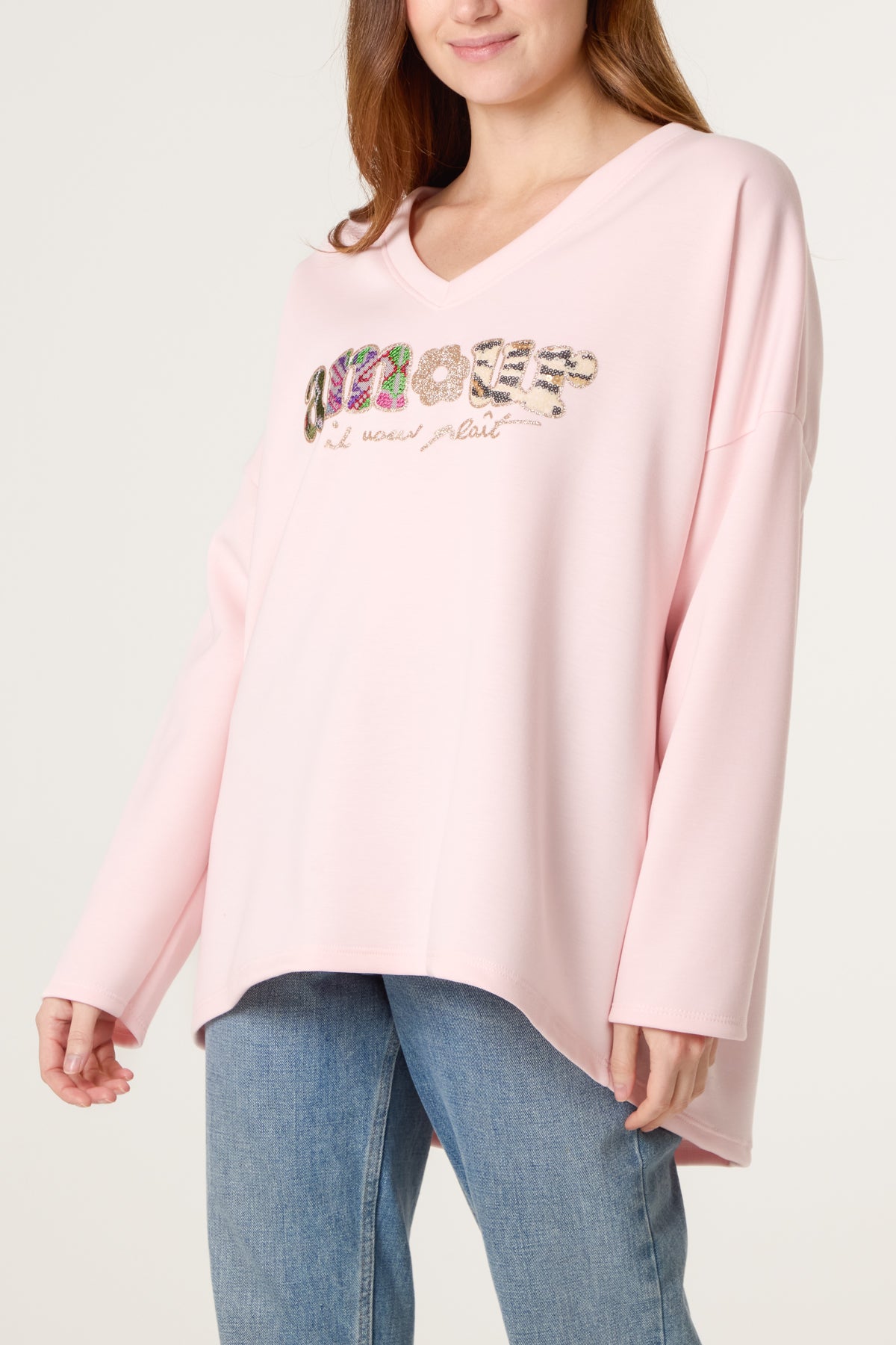 V-Neck "Amour" Soft Touch Sweatshirt