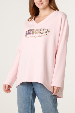 V-Neck "Amour" Soft Touch Sweatshirt
