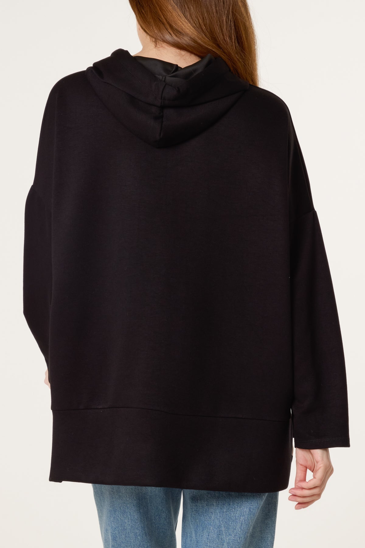 Leopard Trim Hooded Sweatshirt