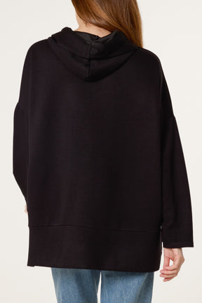 Leopard Trim Hooded Sweatshirt