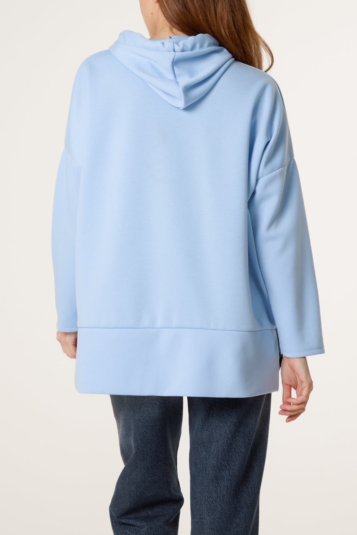 Leopard Trim Hooded Sweatshirt