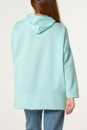 Leopard Trim Hooded Sweatshirt