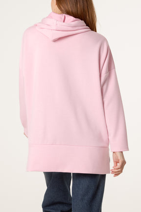 Leopard Trim Hooded Sweatshirt