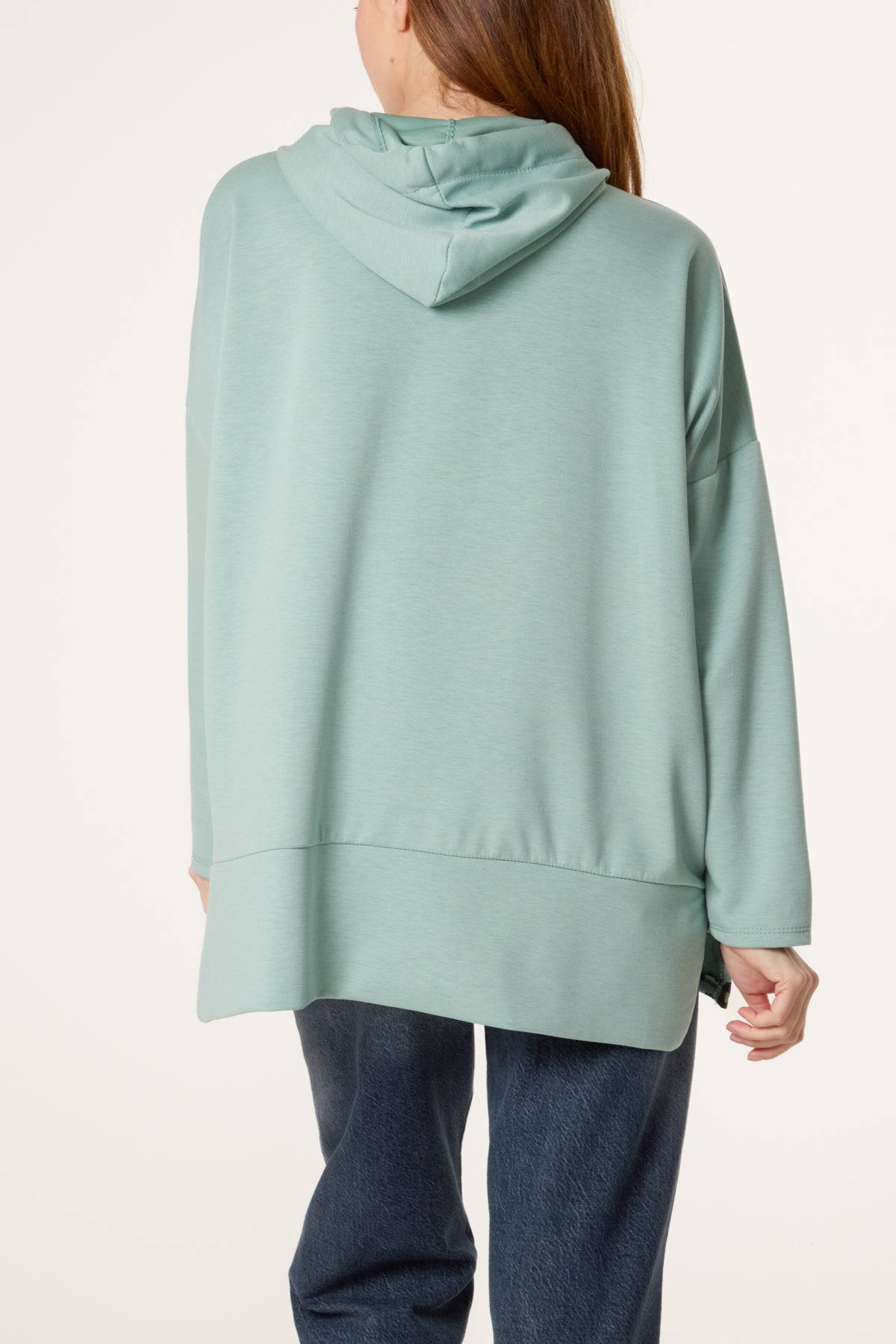 Leopard Trim Hooded Sweatshirt
