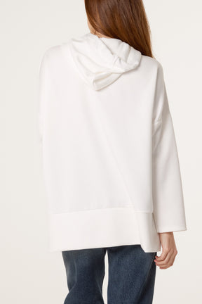 Leopard Trim Hooded Sweatshirt