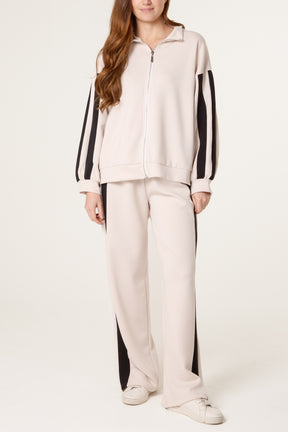 Funnel Neck Zip Up Side Stripe Tracksuit