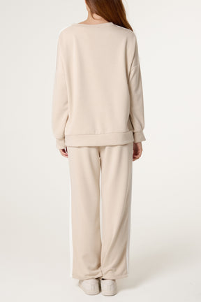Side Stripe Sweatshirt & Wide Leg Set
