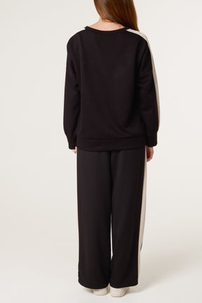 Side Stripe Sweatshirt & Wide Leg Set