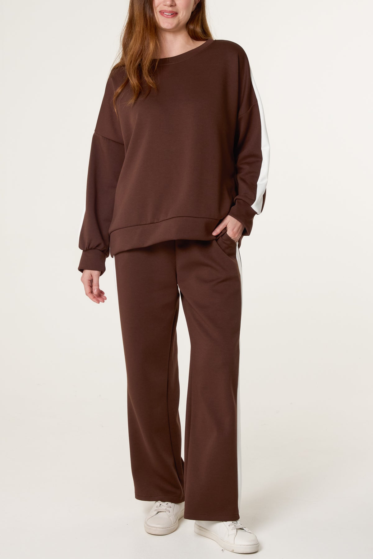 Side Stripe Sweatshirt & Wide Leg Set