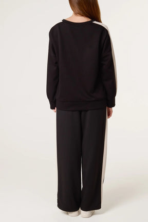 Side Stripe Sweatshirt & Wide Leg Set