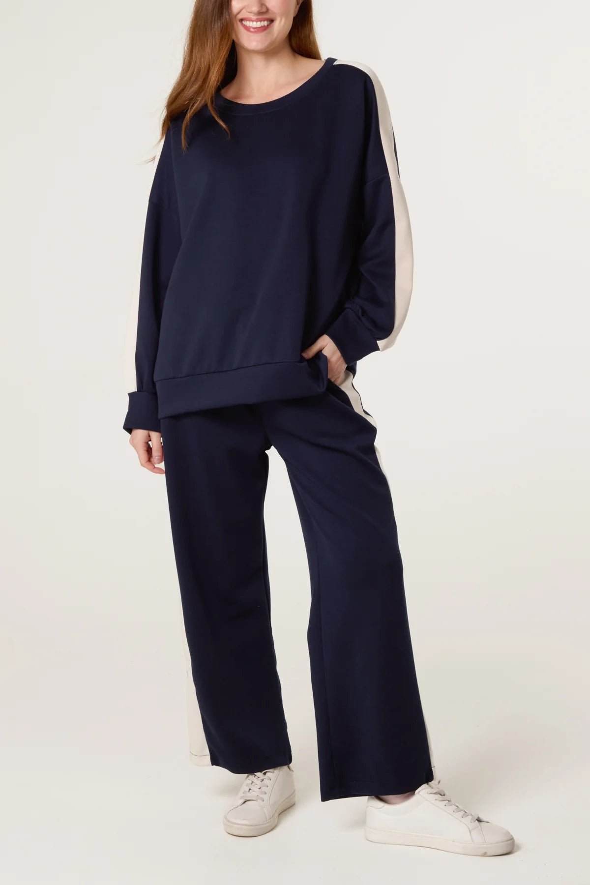Side Stripe Sweatshirt & Wide Leg Set