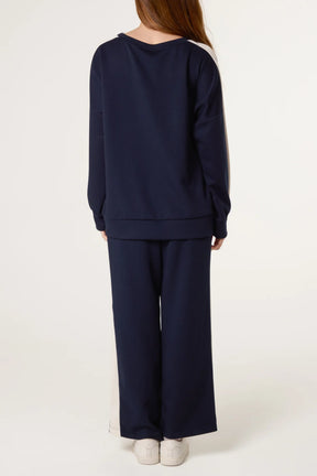 Side Stripe Sweatshirt & Wide Leg Set