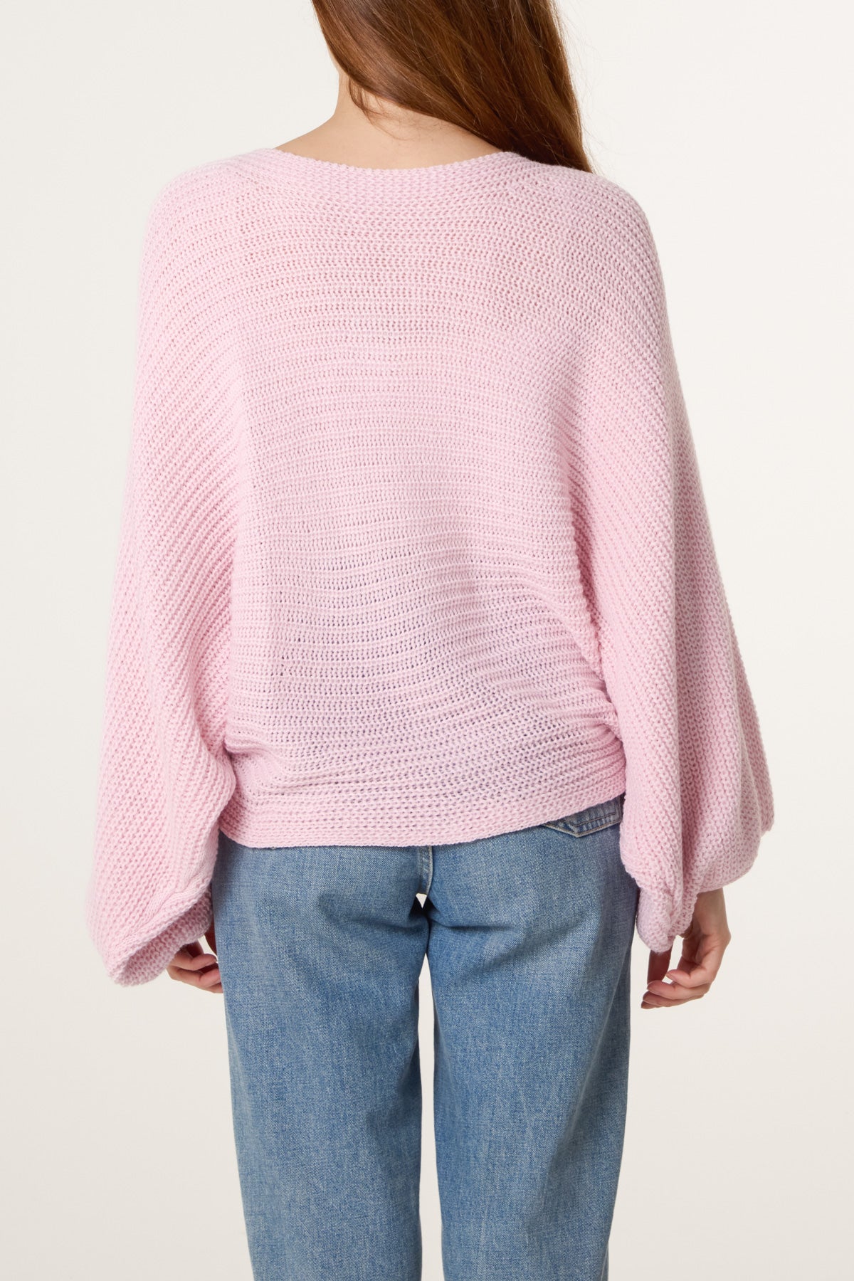 Back Bow Batwing Ribbed Knit Jumper