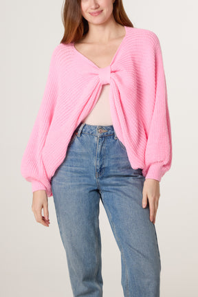 Back Bow Batwing Ribbed Knit Jumper