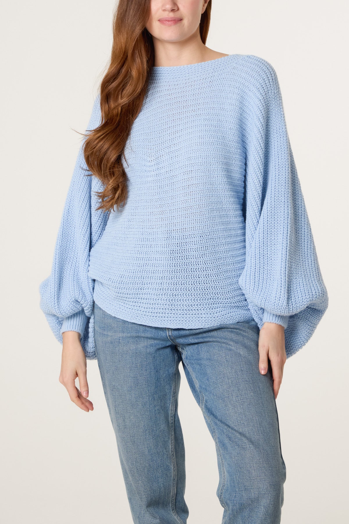 Back Bow Batwing Ribbed Knit Jumper