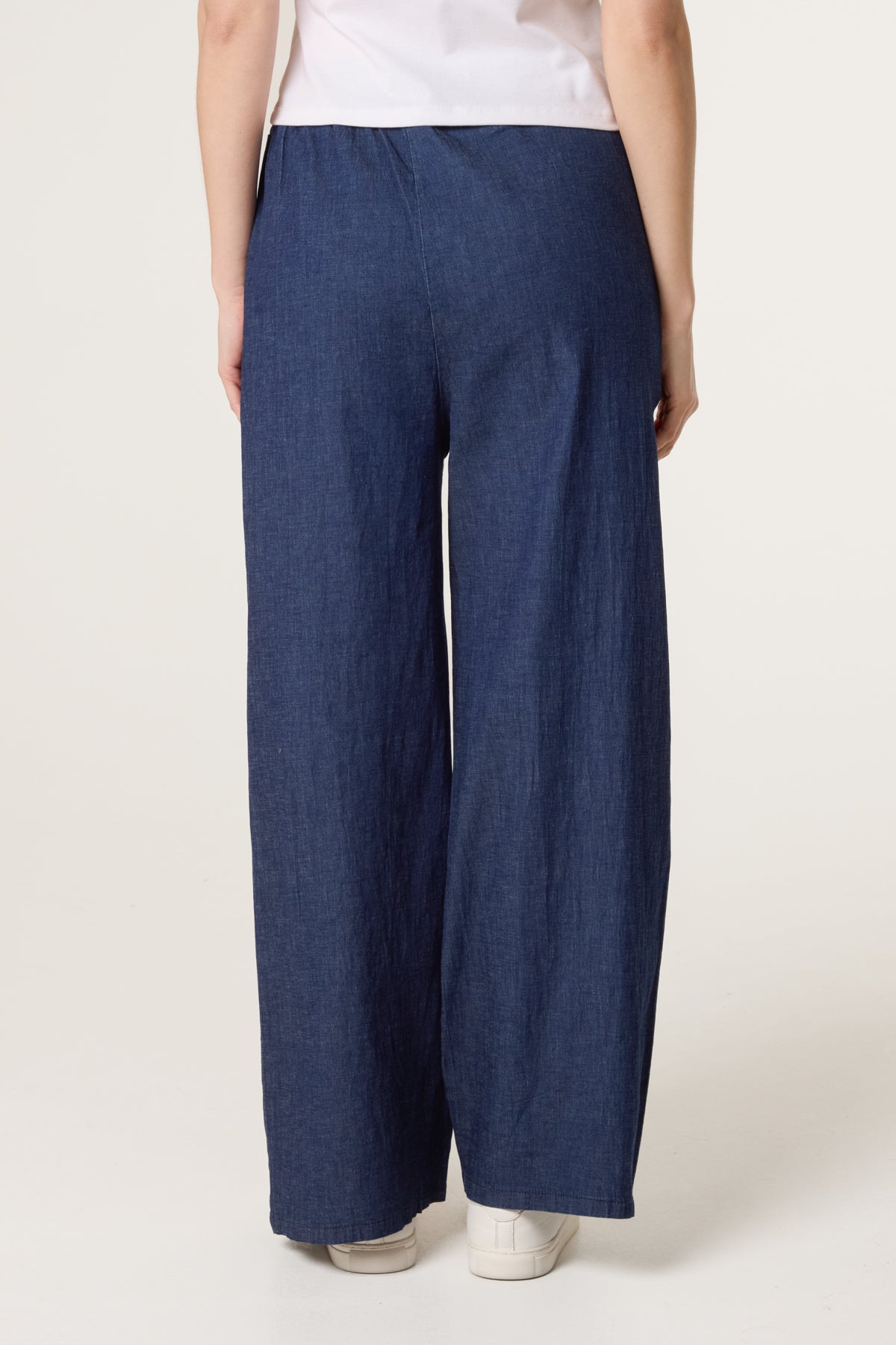 Three Button Denim Culotte Trousers