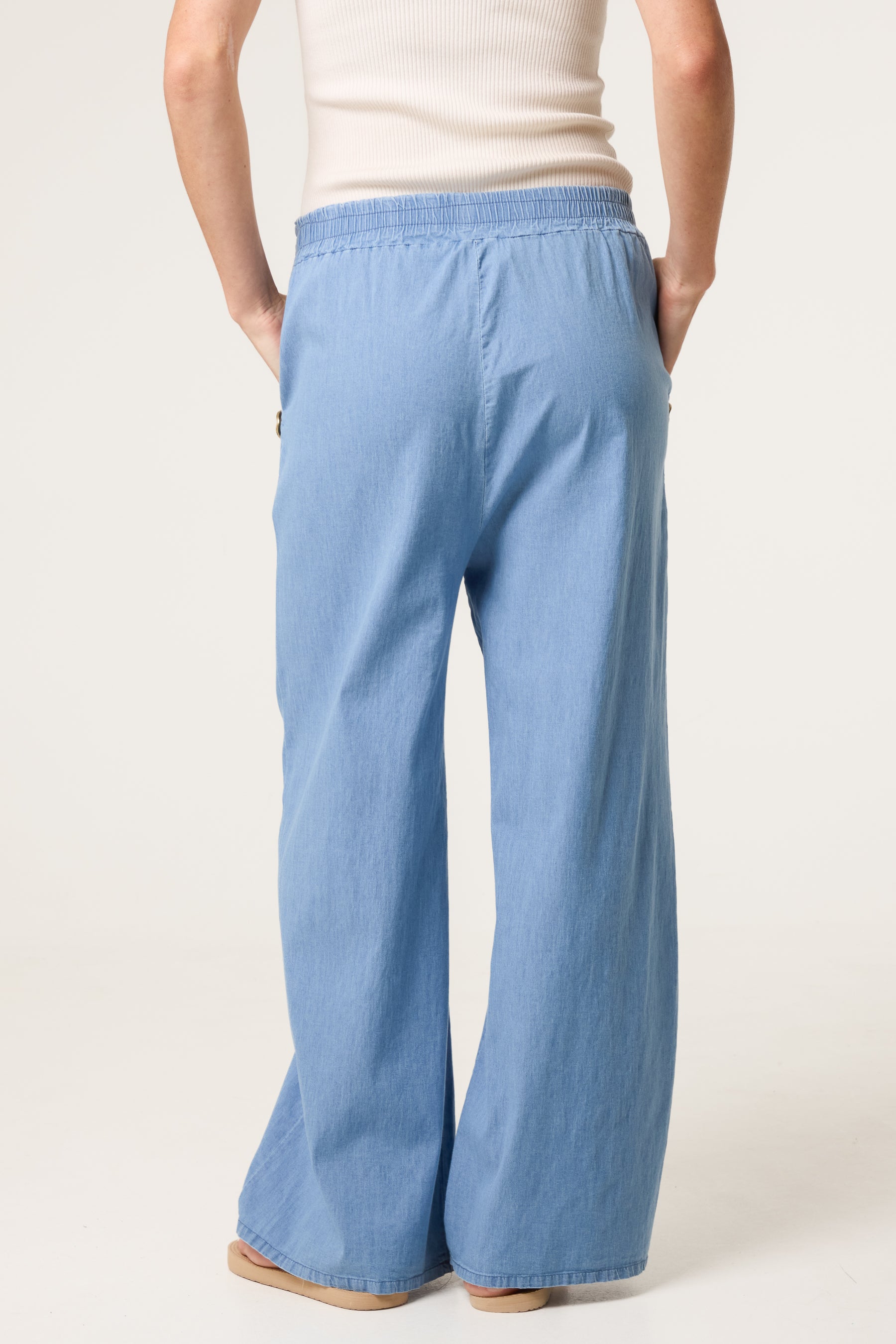 Three Button Denim Culotte Trousers