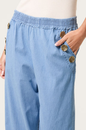 Three Button Denim Culotte Trousers