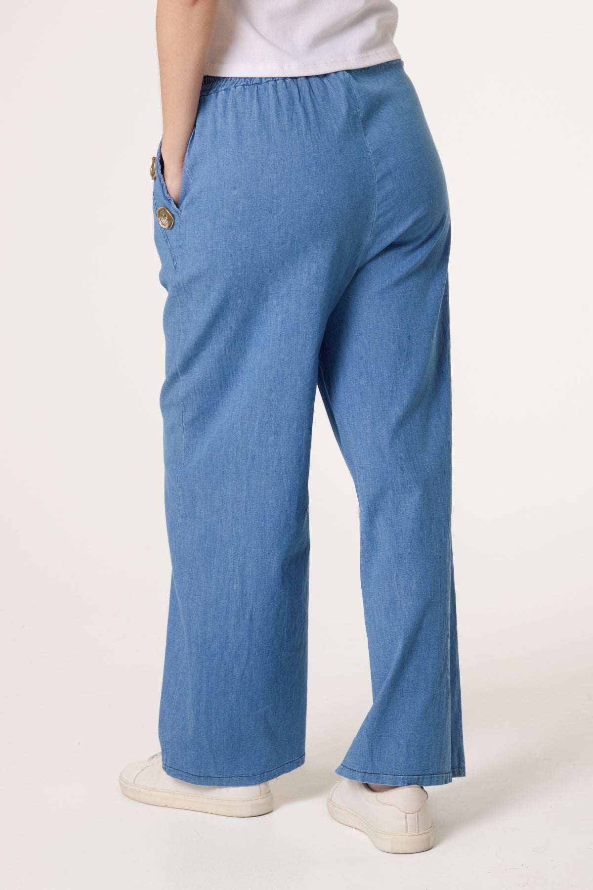 Three Button Denim Culotte Trousers