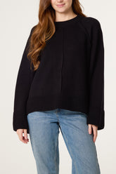 Round Neck Seam Detail Jumper