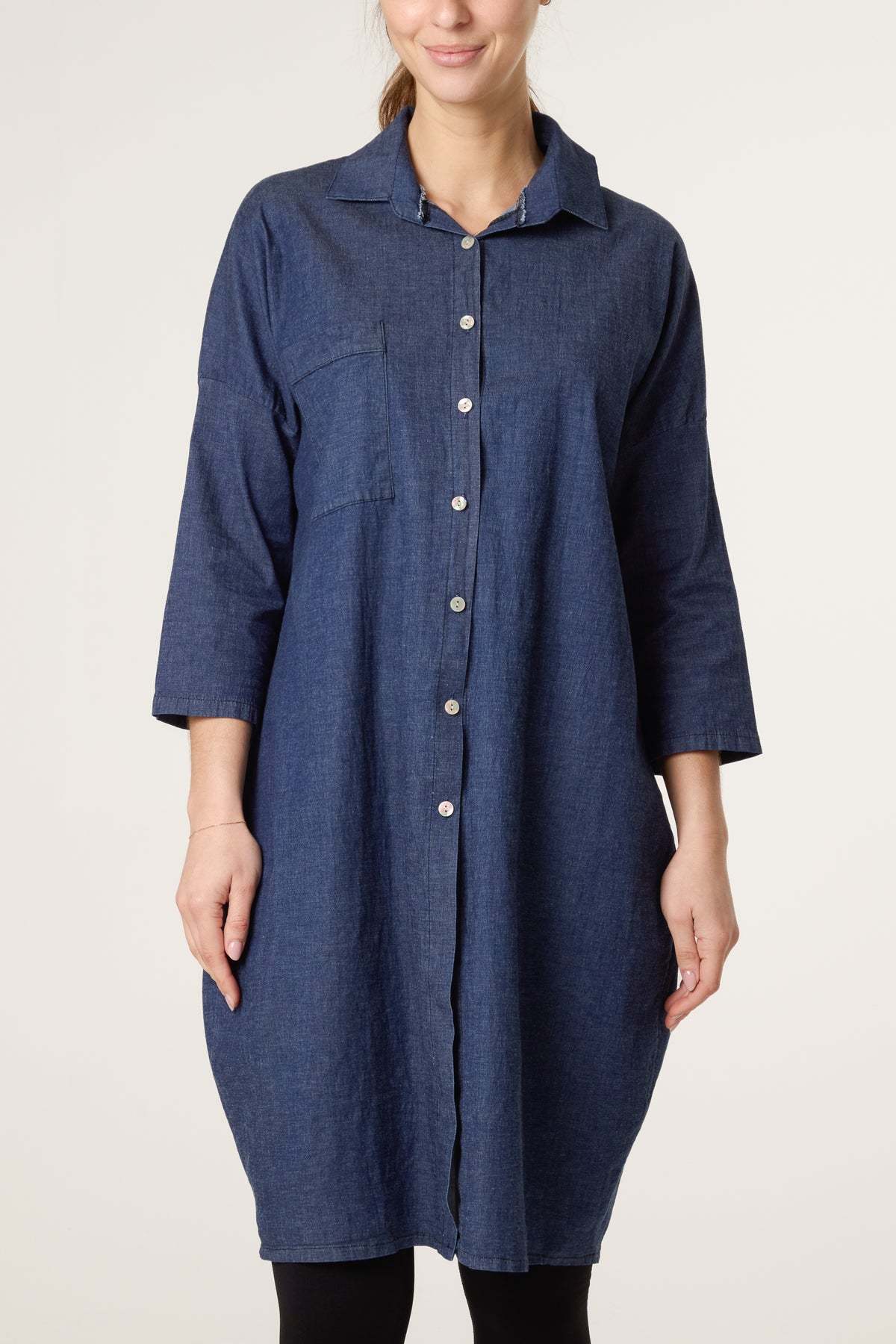 Shirt Cotton Denim Mini Dress