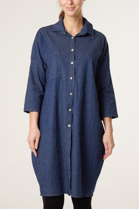 Shirt Cotton Denim Mini Dress