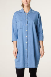 Shirt Cotton Denim Mini Dress