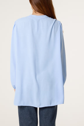 Grandad Collar Long Sleeve Blouse