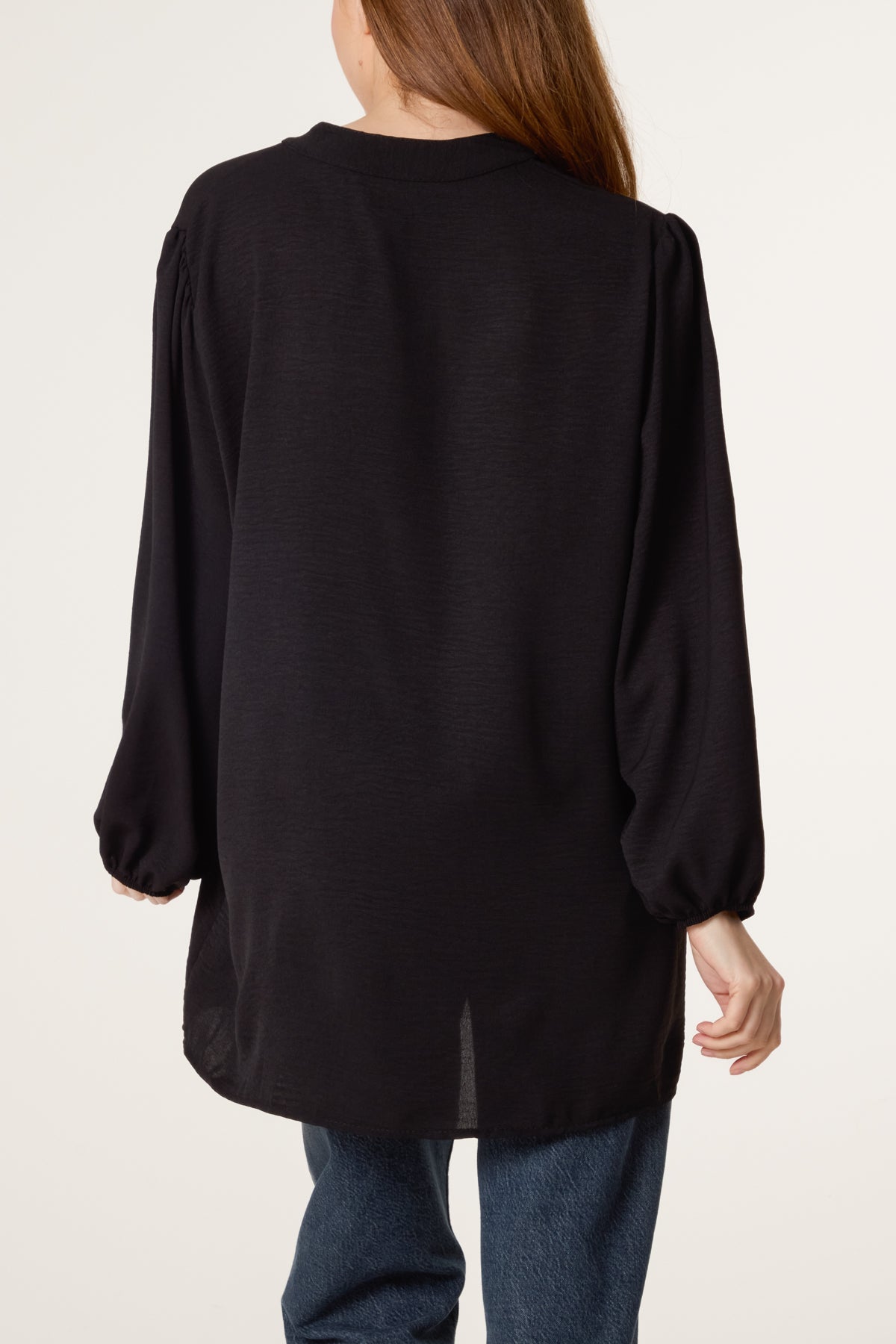 Grandad Collar Long Sleeve Blouse