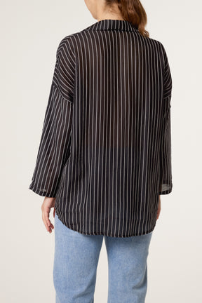 Front Knot Stripe Tencel Shirt