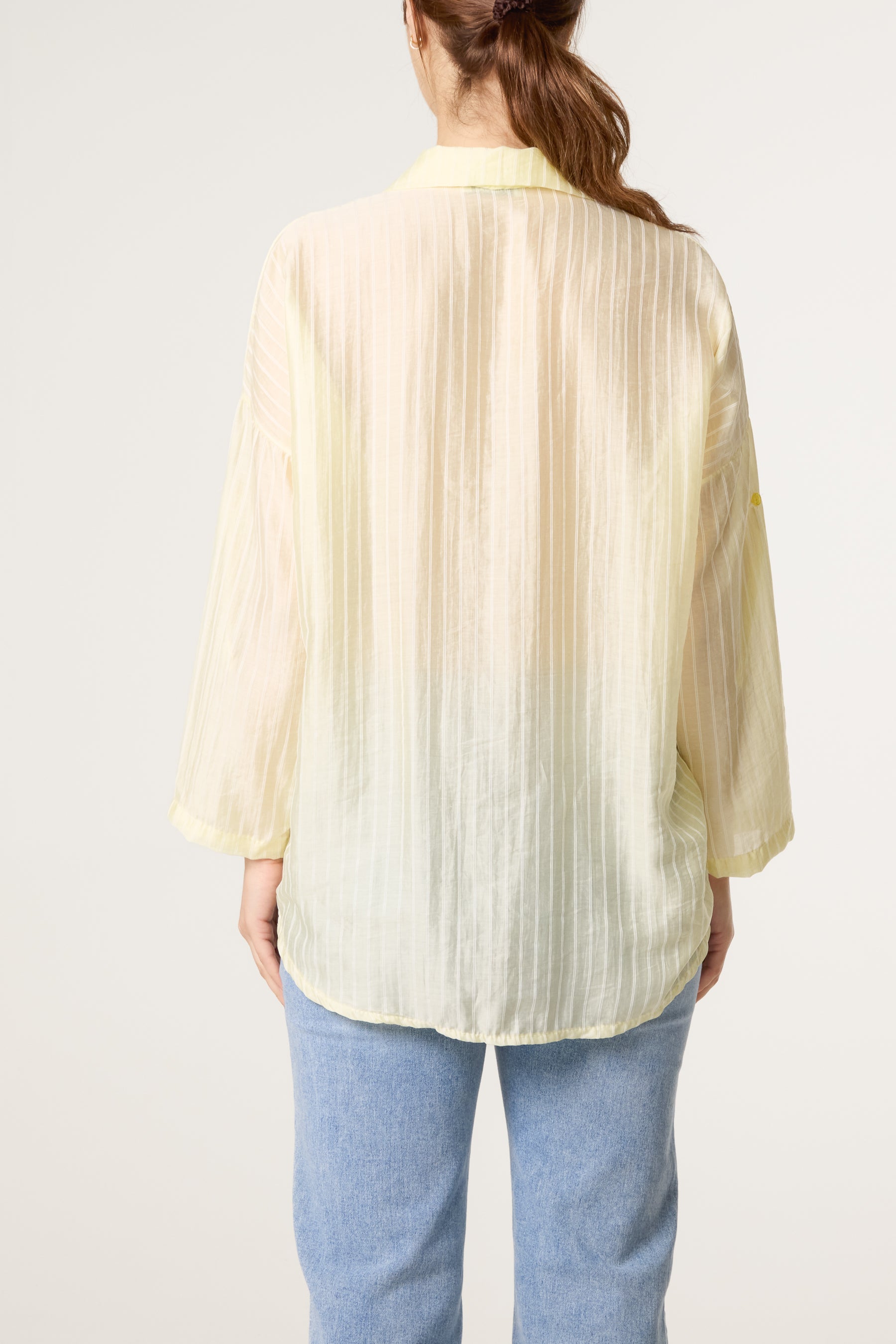 Front Knot Stripe Tencel Shirt