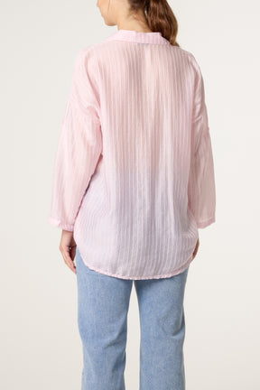 Front Knot Stripe Tencel Shirt