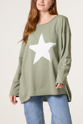 Star Long Sleeve Cotton Top