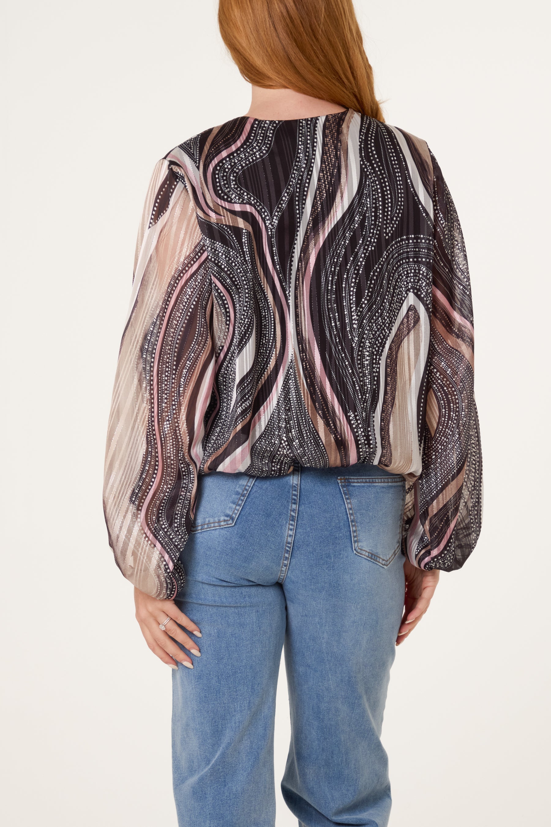V-Neck Wave Lurex Blouse