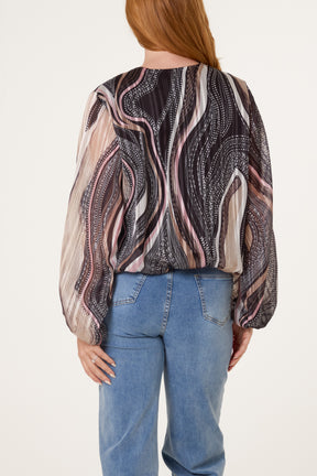 V-Neck Wave Lurex Blouse