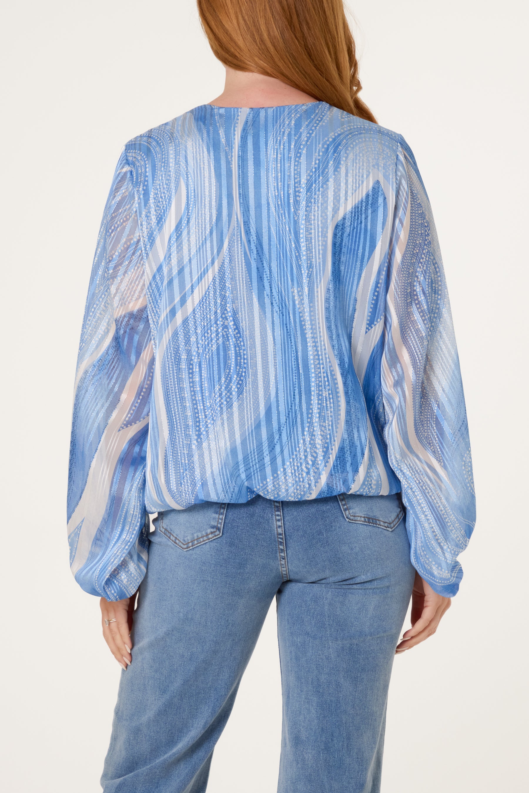 V-Neck Wave Lurex Blouse