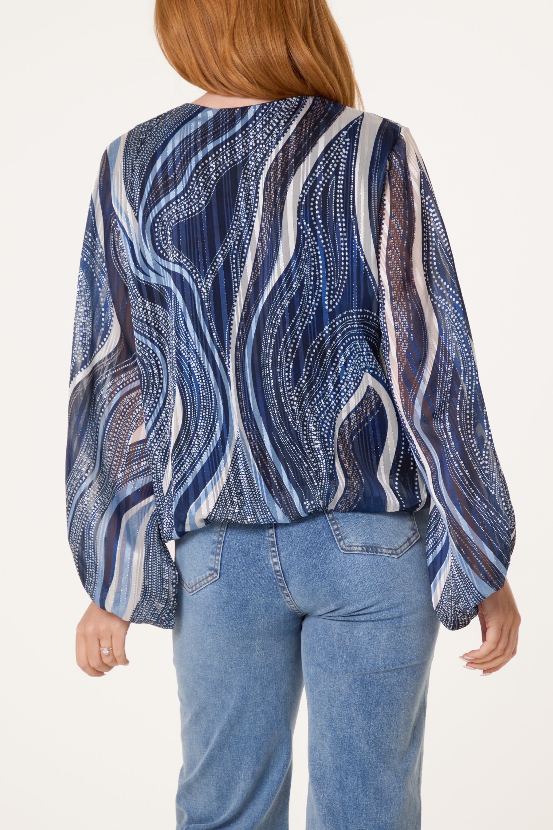 V-Neck Wave Lurex Blouse