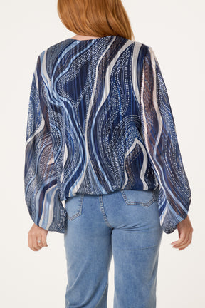 V-Neck Wave Lurex Blouse