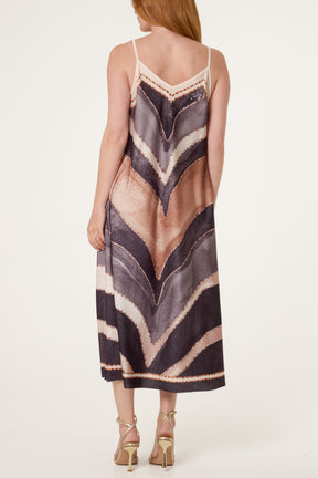 Chevron Print Satin Cami Dress