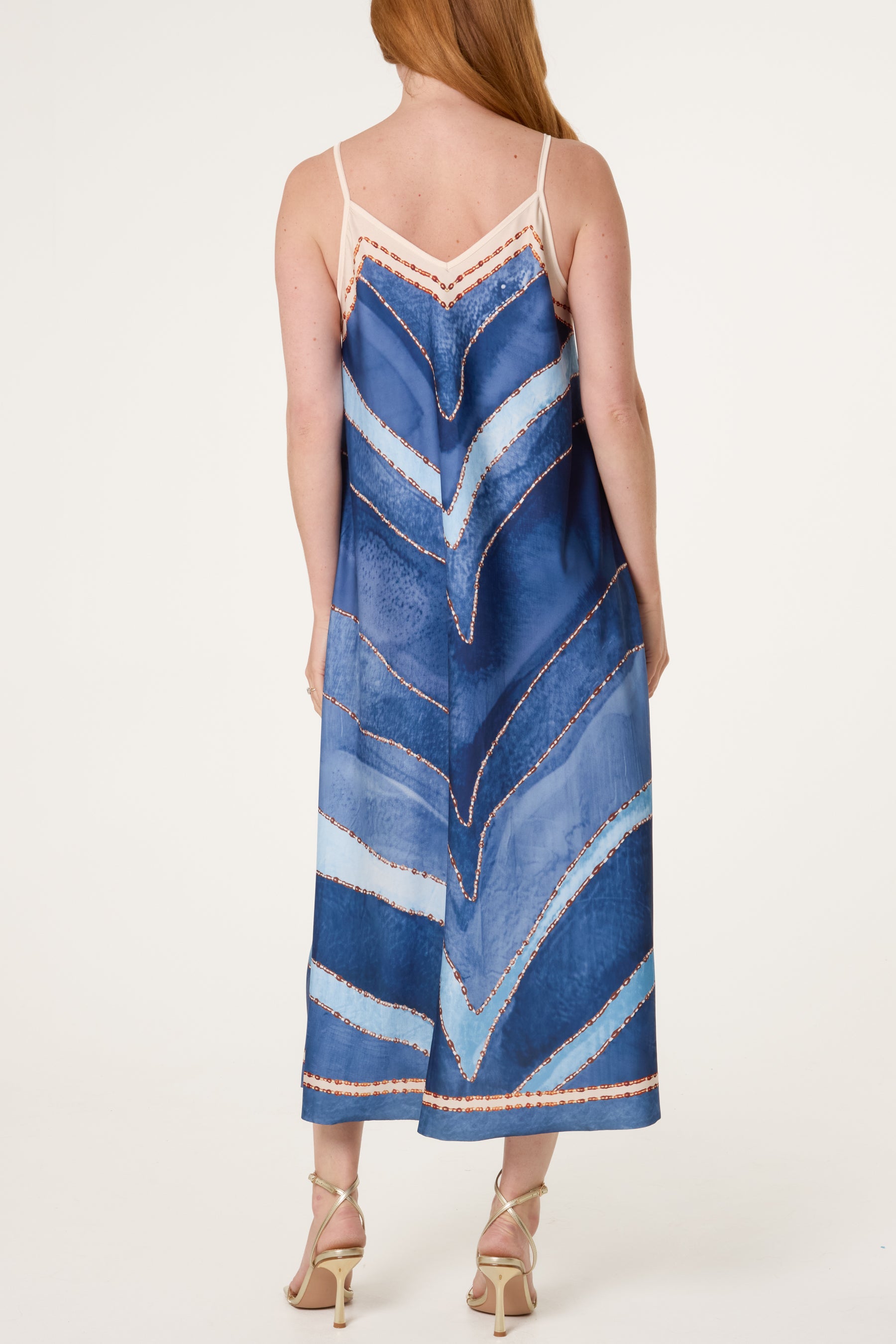 Chevron Print Satin Cami Dress