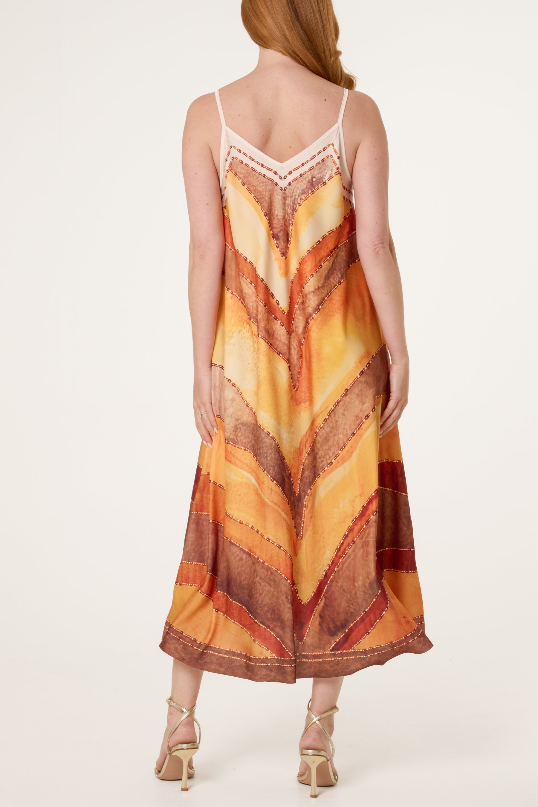 Chevron Print Satin Cami Dress