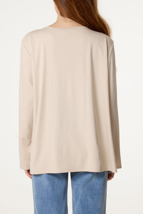 Gold Detail Keyhole Jersey Top
