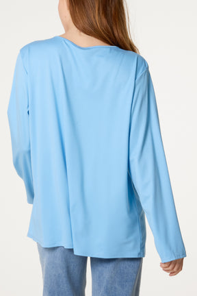 Gold Detail Keyhole Jersey Top